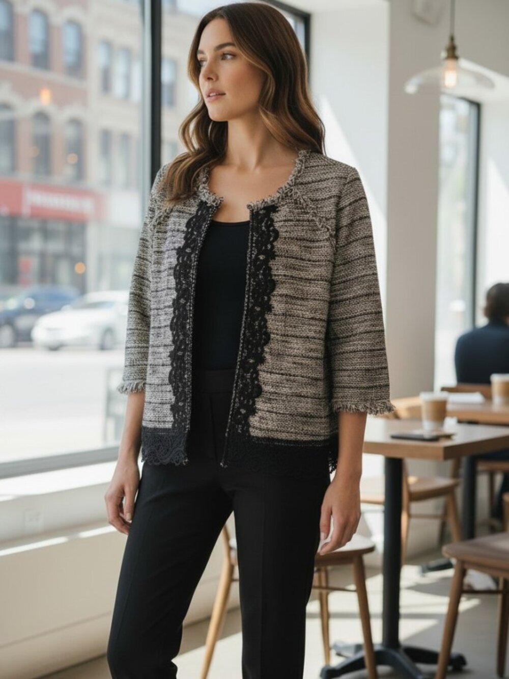 Chicos Women's Open-Front Tweed Blazer Jacket multicolor Size 3 US XL